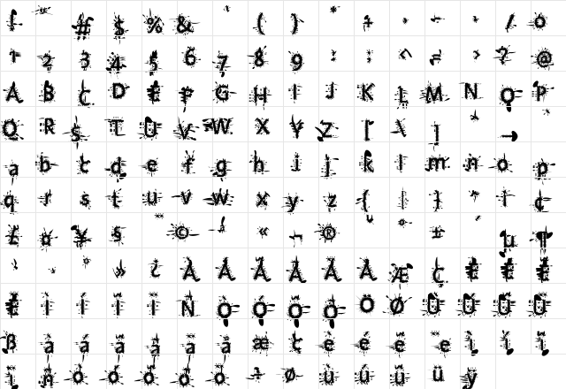 JesusSister Regular  glyph index