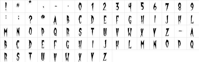 Gypsy Moon Regular  glyph index