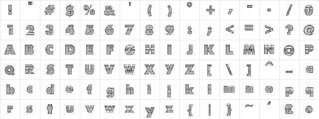New Regular  glyph index