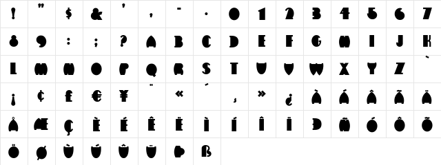 Flatiron Regular  glyph index