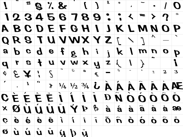 Fertile Regular  glyph index