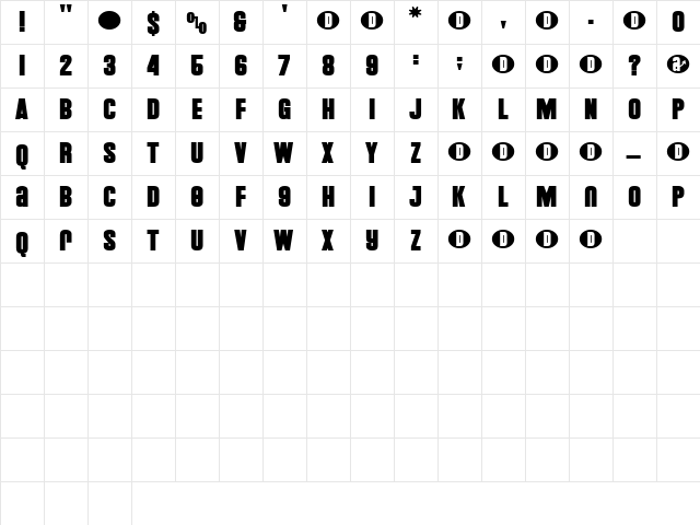 Grandpaboy Regular  glyph index