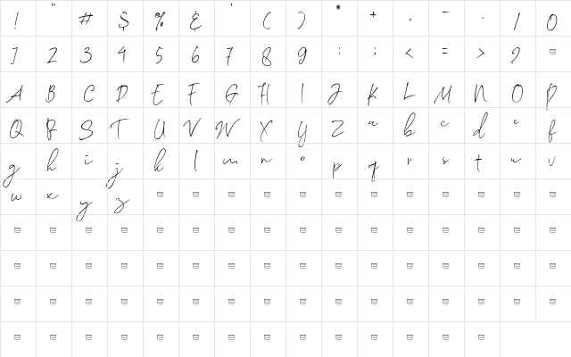 Morosyot Light  glyph index