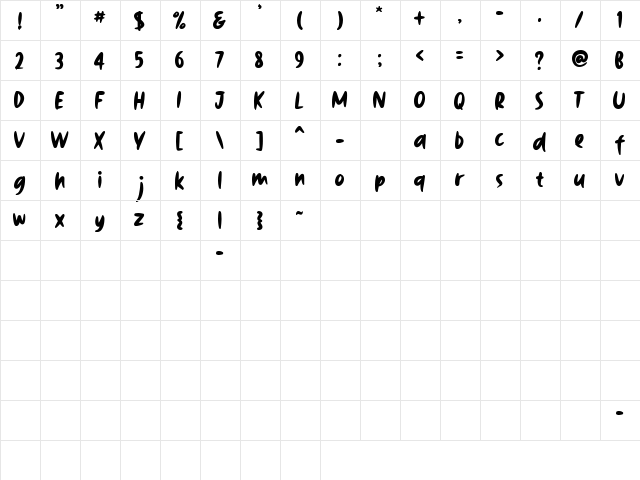 Black Archer Regular  glyph index