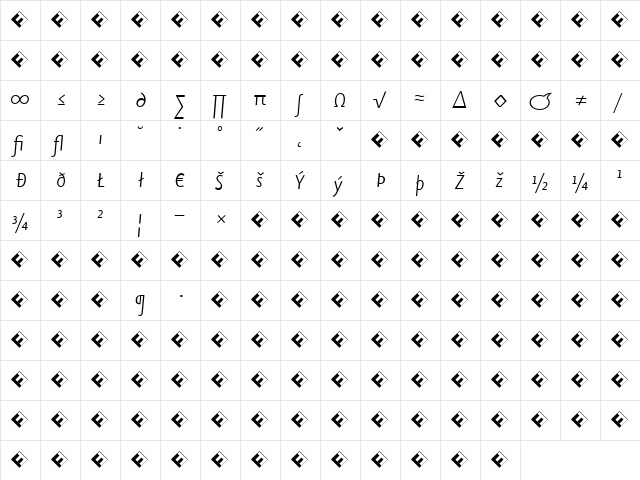 Eureka Sans Light Italic  glyph index