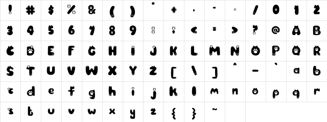 Purrfect Regular  glyph index