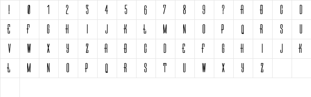 Poland Regular  glyph index