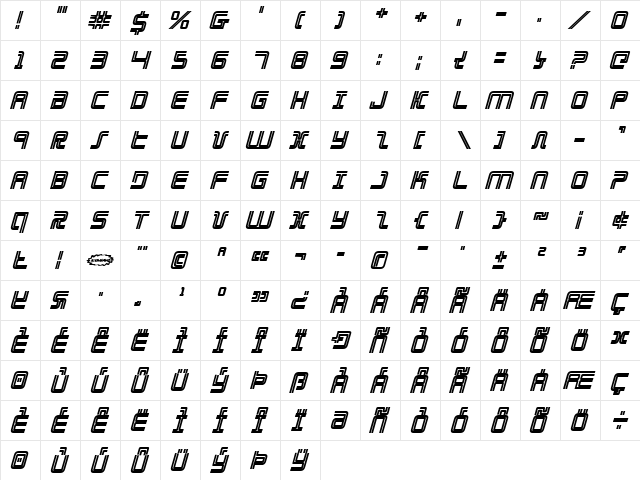 Election Day Bold Italic Bold Italic  glyph index