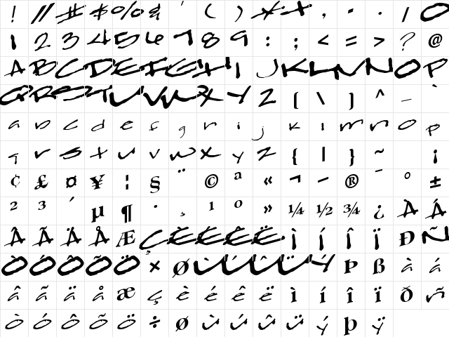 Clear Regular  glyph index