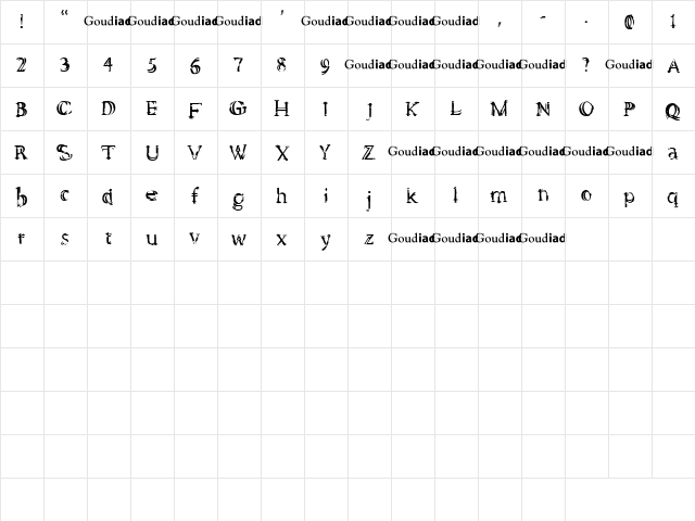 Goudiad Regular  glyph index