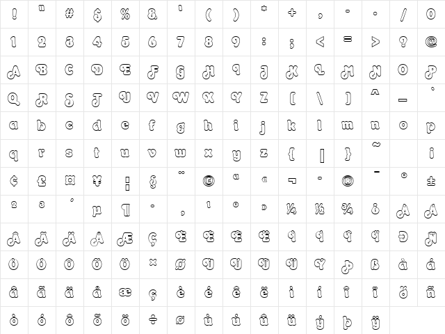 Octopuss Outline Regular  glyph index