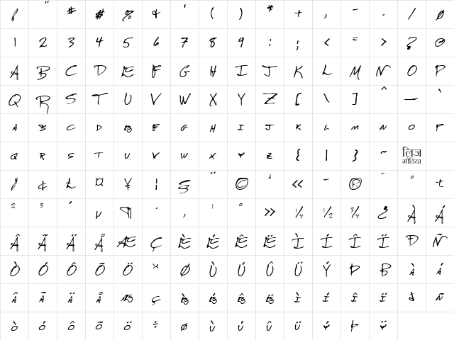 LEHN246 Regular  glyph index