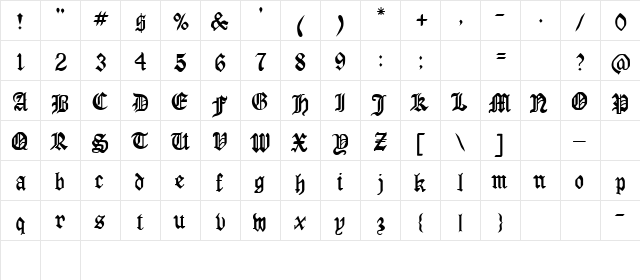 LaserLondon Regular  glyph index