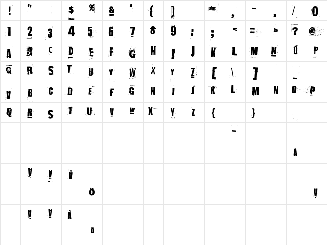 NastyMSG2 Regular  glyph index