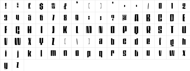 Thompson Regular  glyph index