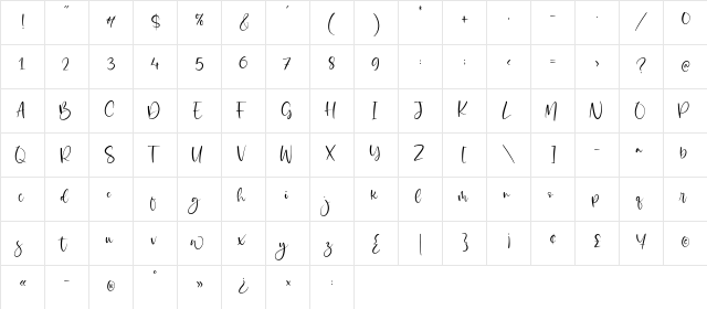 Wicked Dream Regular  glyph index