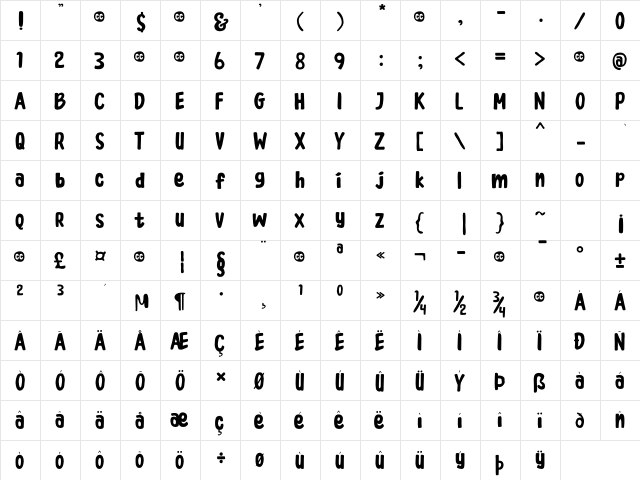 Coconut Cookies Regular  glyph index