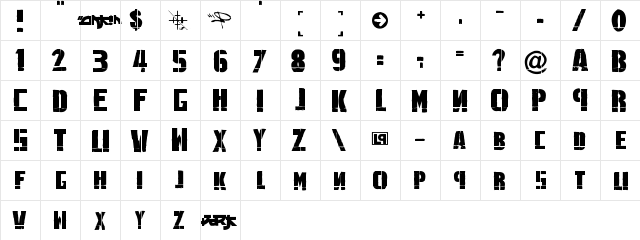 Linkin Park Regular  glyph index