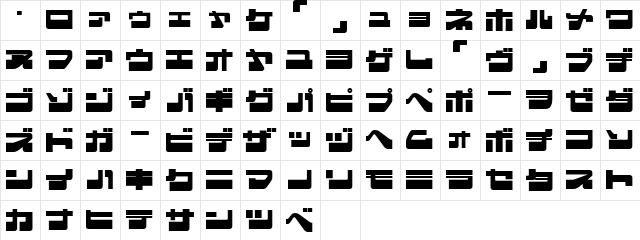 EjectJap LowerPhat  glyph index