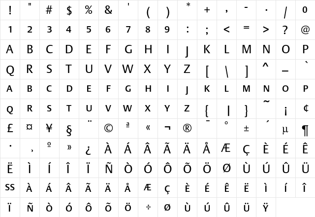 DTLArgoTCaps Regular  glyph index