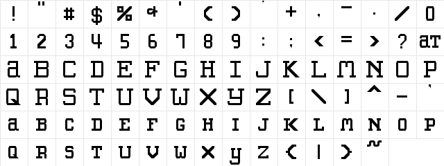 North Woods Regular  glyph index