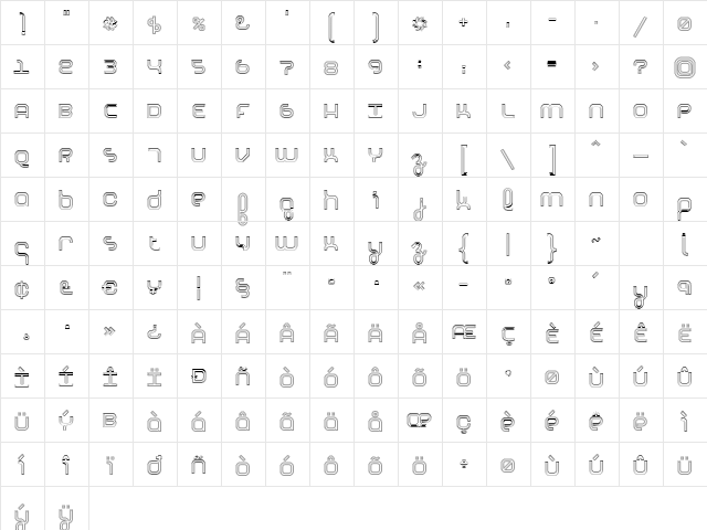 BasixDouble Outline Regular  glyph index