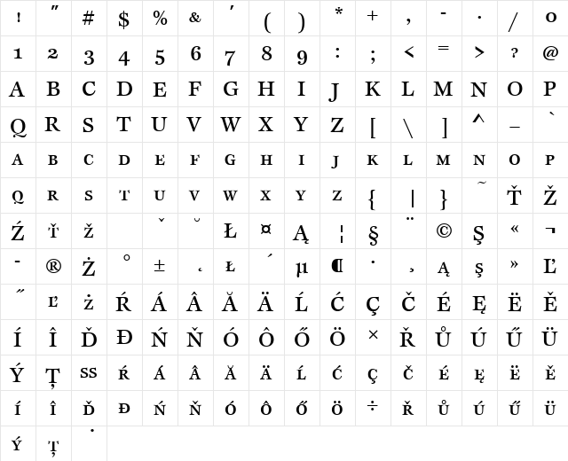 EspritSCItcTEEMed Regular  glyph index