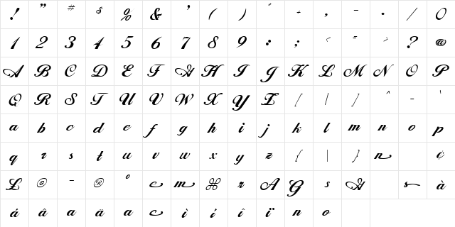 Alison Regular  glyph index
