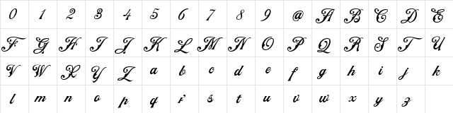 NS Mudolf Script Regular  glyph index