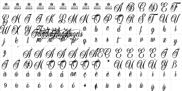 Inked Angels Personal Use Regular  glyph index