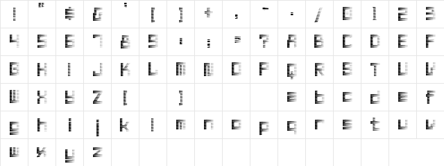 Zoom Regular  glyph index