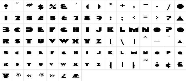 Devendra Ex Regular  glyph index