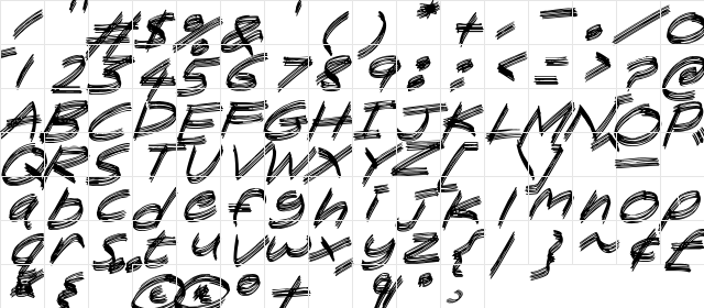 Sandscrape Italic  glyph index