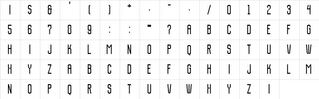 Danderyd Gothic Regular  glyph index
