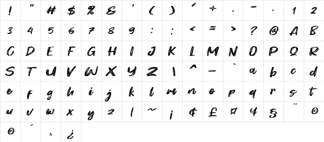 West Fighter Regular  glyph index