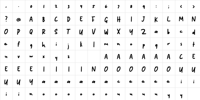 Kinethick - DEMO Regular  glyph index