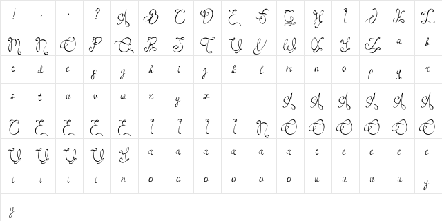 RoseHellisaDemo Regular  glyph index