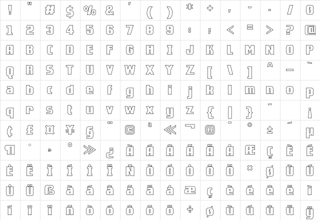 Golden Dragon Outline  glyph index