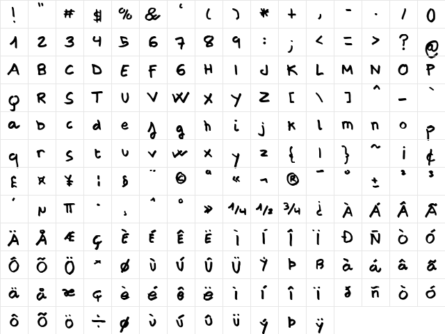 FG Quintus Regular  glyph index