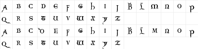 Royal Robin Regular  glyph index