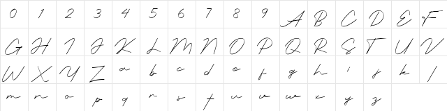 rationale Regular  glyph index