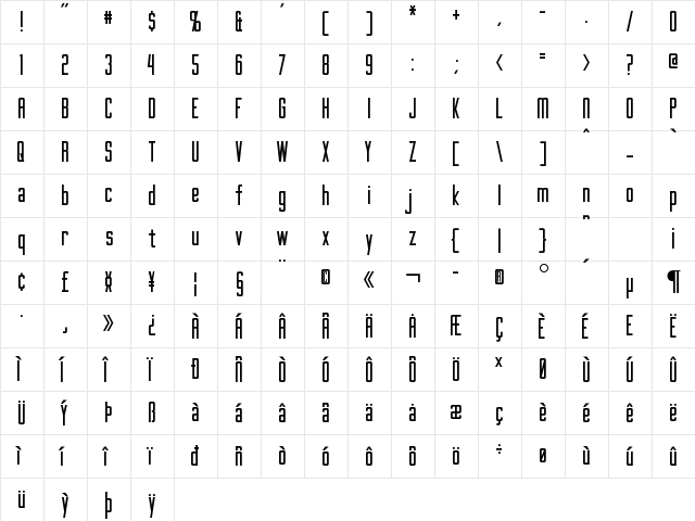 Gotham Nights Regular  glyph index