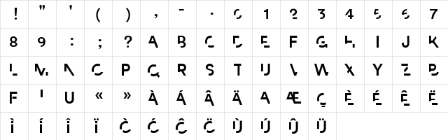 Paradox Regular  glyph index