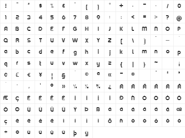 Macrame BV Three Regular  glyph index