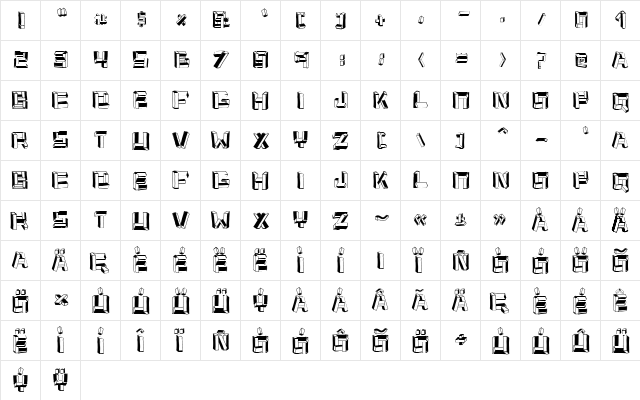 cubus Regular  glyph index