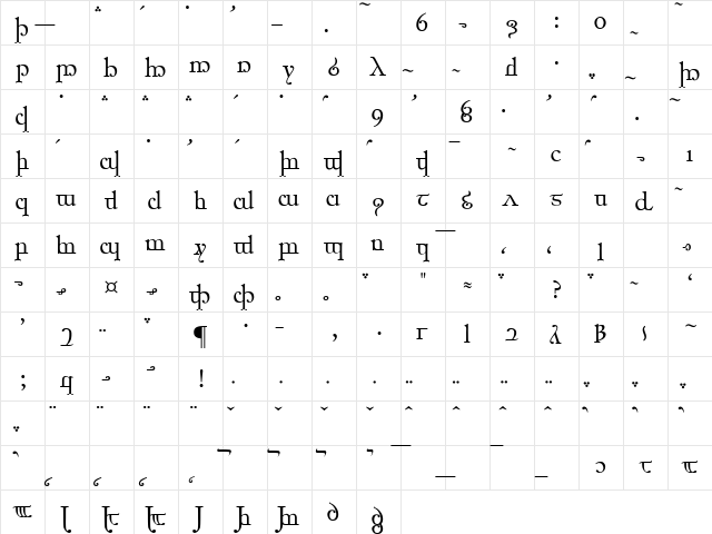 Elfic Caslin Regular  glyph index