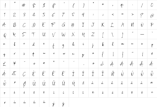 Broadcast Matter Regular  glyph index
