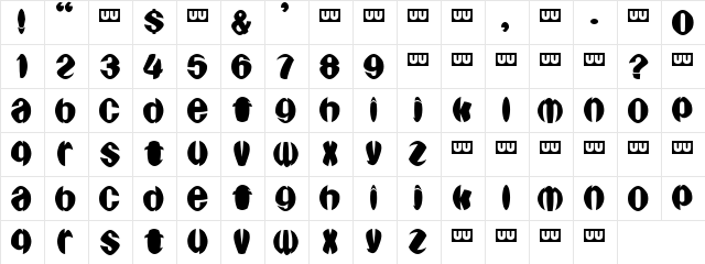 pumpkin Regular  glyph index