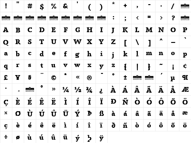 Anaphora Stencil ExtraBold  glyph index