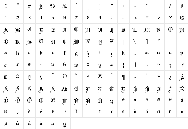 Linotext-Light Regular  glyph index